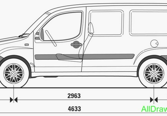 Fiat Doblo Wagon Maxi (2007) (Фиат Добло Универсал Макси (2007)) - чертежи (рисунки) автомобиля
